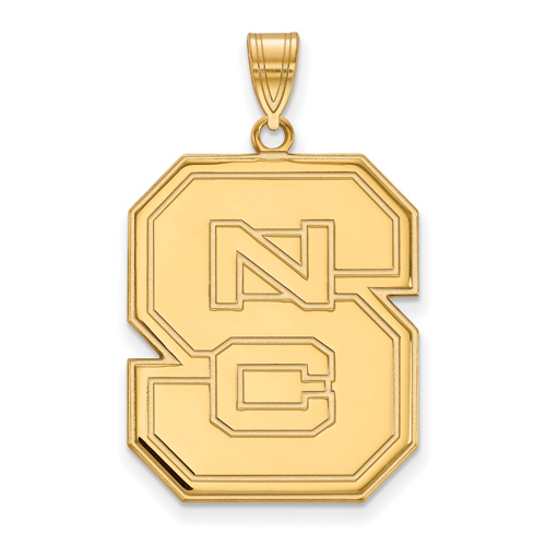 14k Yellow Gold 1in North Carolina State University Block S Pendant