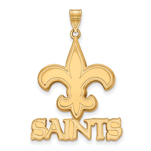 10k Yellow Gold New Orleans Saints Pendant 1 1/4in