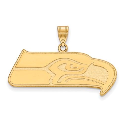 10k Yellow Gold Extra Large Seattle Seahawks Pendant
