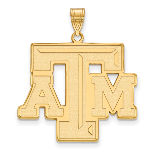 14kt Yellow Gold 1in Texas A&M University Beveled Pendant
