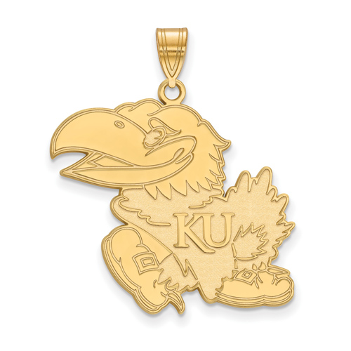 10kt Yellow Gold 1in University of Kansas Left Pendant