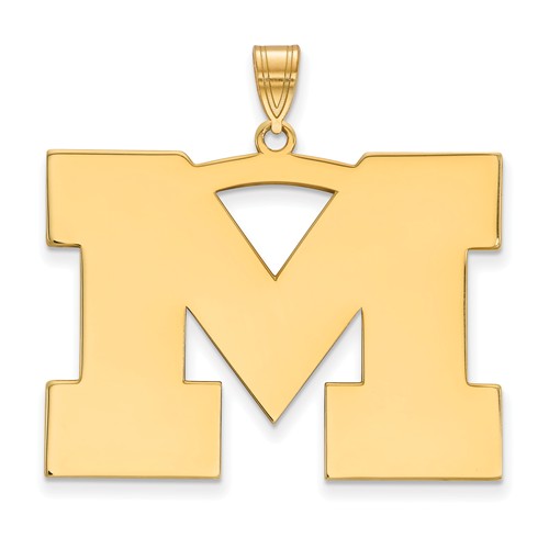 10kt Yellow Gold 1in University of Michigan M Pendant