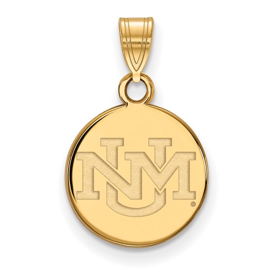 10k Yellow Gold University of New Mexico Disc Pendant 1/2in