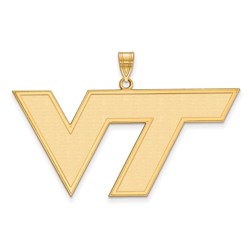 14k Yellow Gold Virginia Tech VT Pendant 1in 