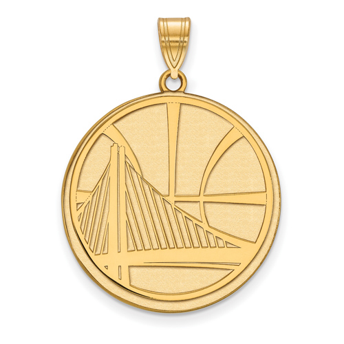 14k Yellow Gold 1in Golden State Warriors Pendant