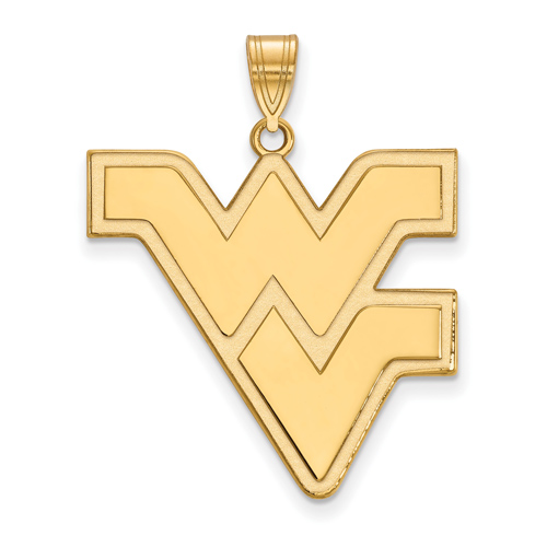 10kt Yellow Gold 1in West Virginia University WV Pendant