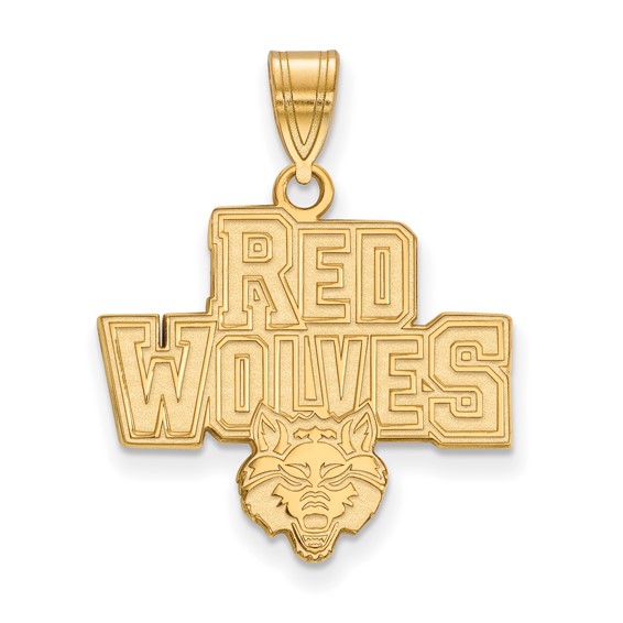 10k Yellow Gold Arkansas State University Red Wolves Pendant 3/4in