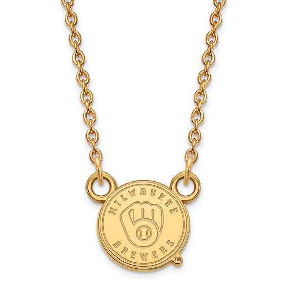 10k Yellow Gold Milwaukee Brewers Logo Pendant on 18in Chain
