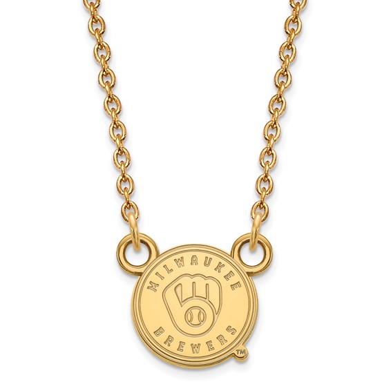 10k Yellow Gold Milwaukee Brewers Logo Pendant on 18in Chain