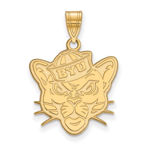 BYU Cosmo the Cougar Pendant 3/4in 10k Yellow Gold