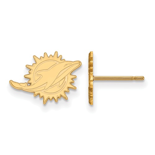 10k Yellow Gold Miami Dolphins Extra Small Logo Earrings