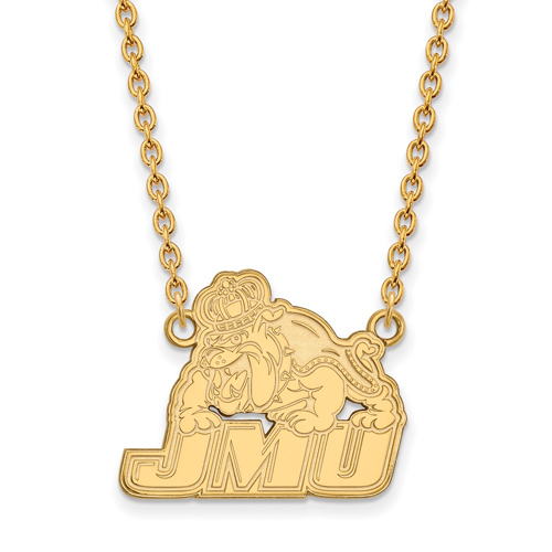 10k Yellow Gold 3/4in James Madison University Pendant with 18in Chain