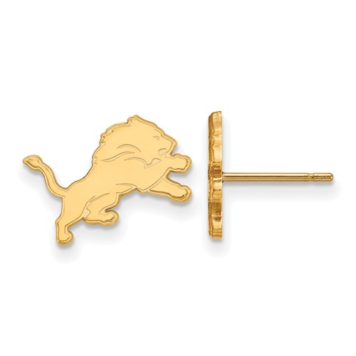14k Yellow Gold Detroit Lions Extra Small Logo Earrings