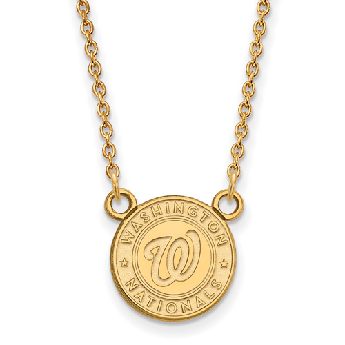 10k Yellow Gold 1/2in Washington Nationals Baseball Necklace