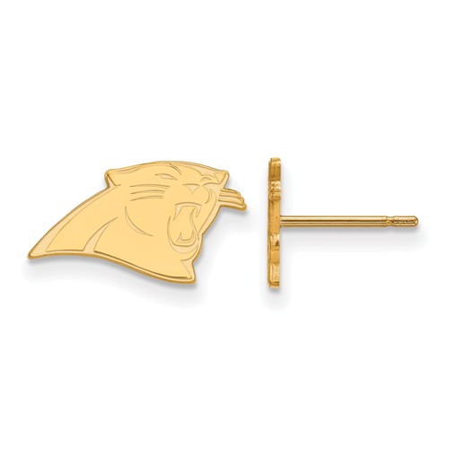 14k Yellow Gold Carolina Panthers Extra Small Logo Earrings