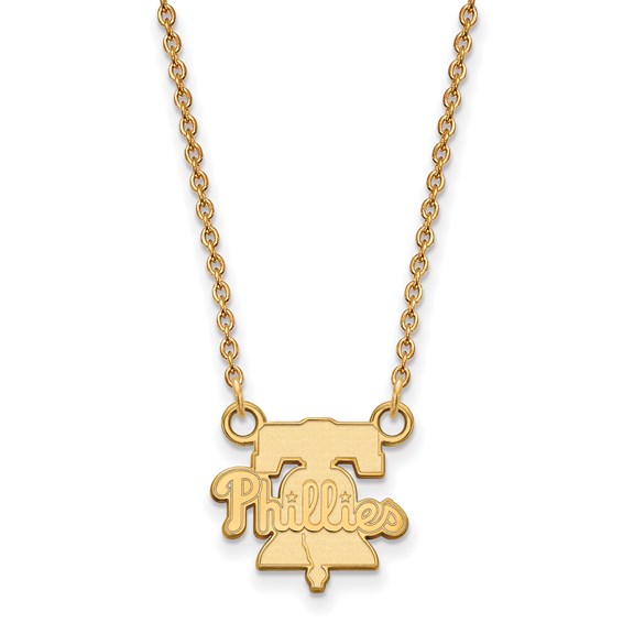 10kt Yellow Gold 1/2in Philadelphia Phillies Pendant on 18in Chain