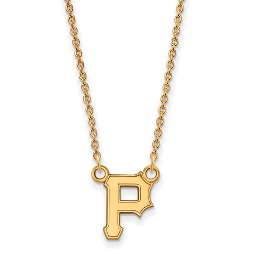 10k Yellow Gold 1/2in Pittsburgh Pirates P Pendant on 18in Chain