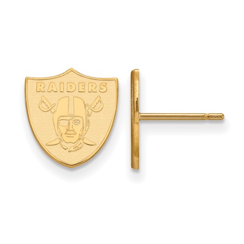 14k Yellow Gold Oakland Raiders Extra Small Logo Earrings
