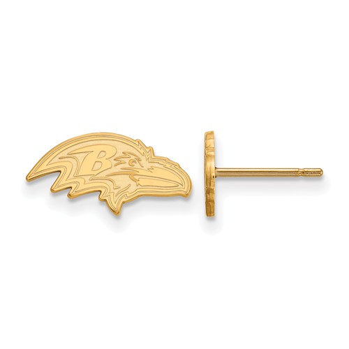 14k Yellow Gold Baltimore Ravens Extra Small Logo Earrings
