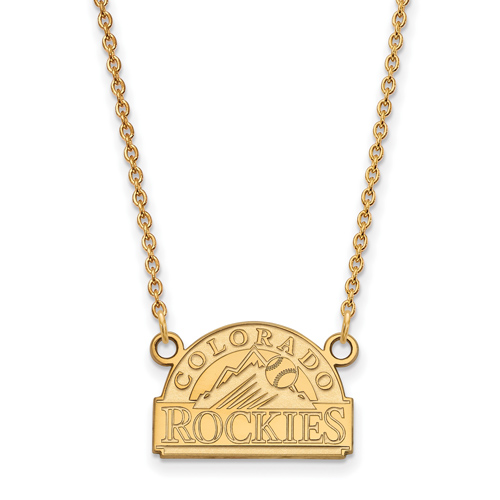 10k Yellow Gold Colorado Rockies Arched Pendant on 18in Chain