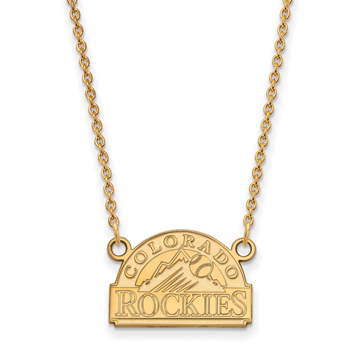 14k Yellow Gold Colorado Rockies Arched Pendant on 18in Chain