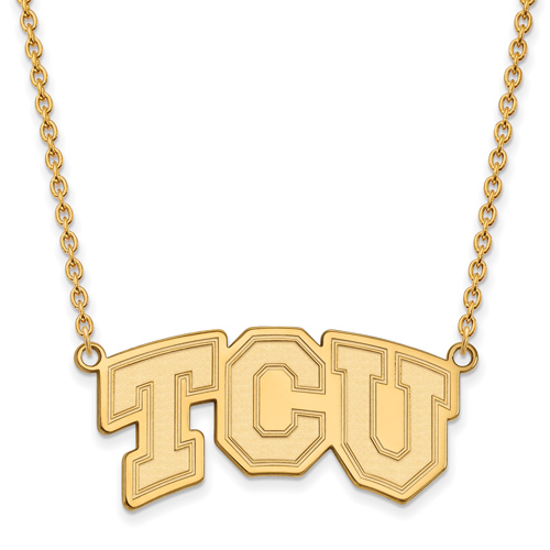Texas Christian Univ. TCU Arched Pendant on 18in Chain 10k Yellow Gold