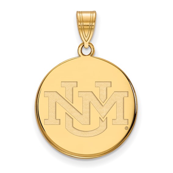 10k Yellow Gold University of New Mexico Disc Pendant 3/4in