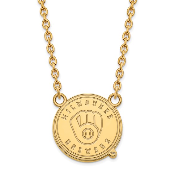 10k Yellow Gold Milwaukee Brewers Pendant on 18in Chain