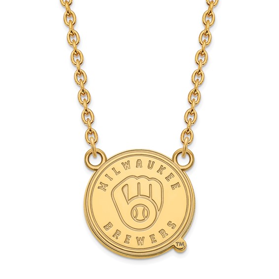 14k Yellow Gold Milwaukee Brewers Pendant on 18in Chain 4Y007BRE18