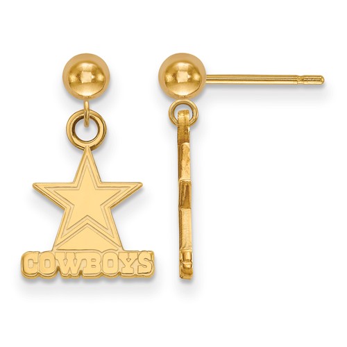 14k Yellow Gold Dallas Cowboys Dangle Ball Earrings