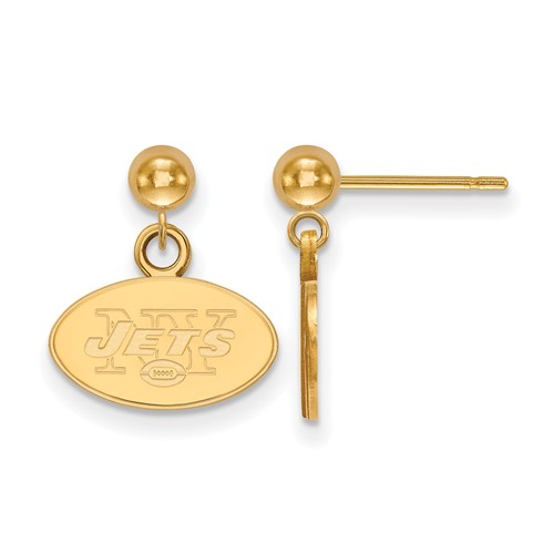 14k Yellow Gold New York Jets Dangle Ball Earrings