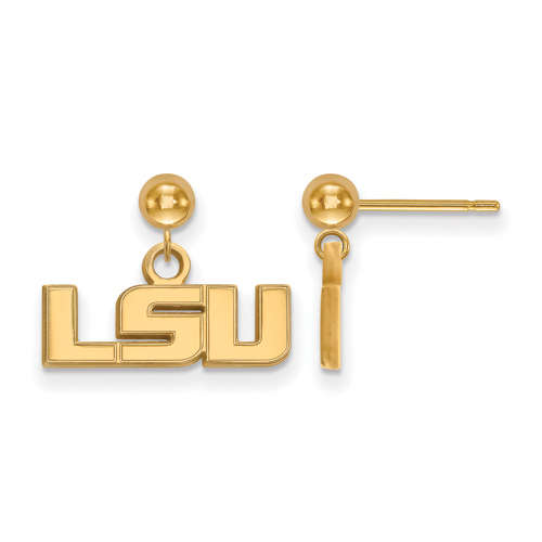 14kt Yellow Gold Louisiana State University Logo Dangle Ball Earrings