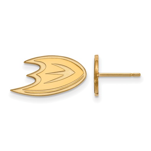14k Yellow Gold Anaheim Ducks Extra Small Logo Earrings