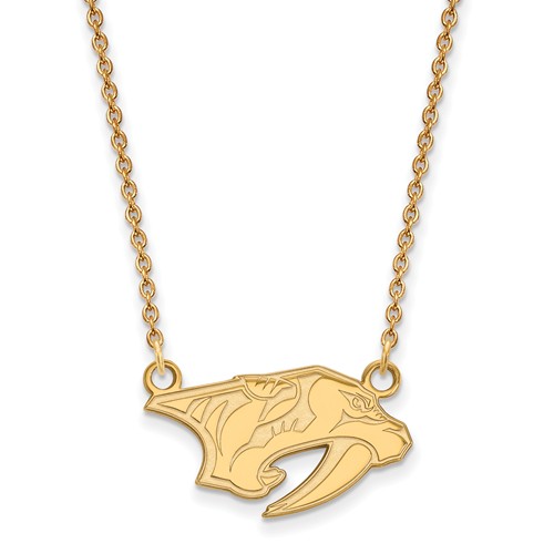 10k Yellow Gold Small Nashville Predators Pendant with 18in Chain