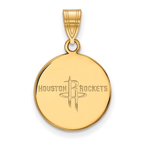 14k Yellow Gold 5/8in Round Houston Rockets Pendant