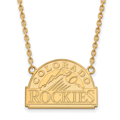 10k Yellow Gold Colorado Rockies Pendant on 18in Chain