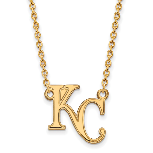 14kt Yellow Gold Kansas City Royals KC Pendant on 18in Chain
