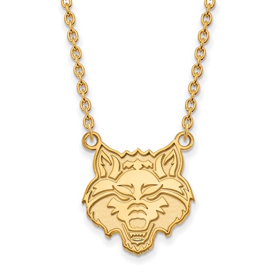 10k Yellow Gold Arkansas State University Wolf Necklace