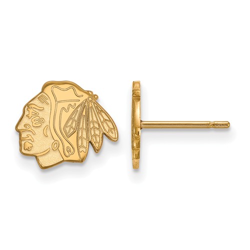 Chicago Blackhawks Extra Small Earrings 14k Yellow Gold