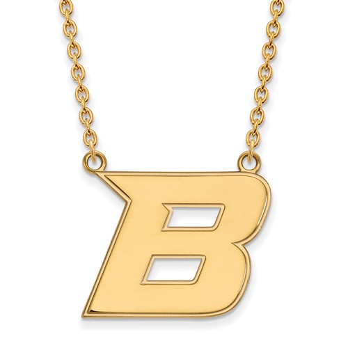 Boise State University B Necklace 3/4in 14k Yellow Gold