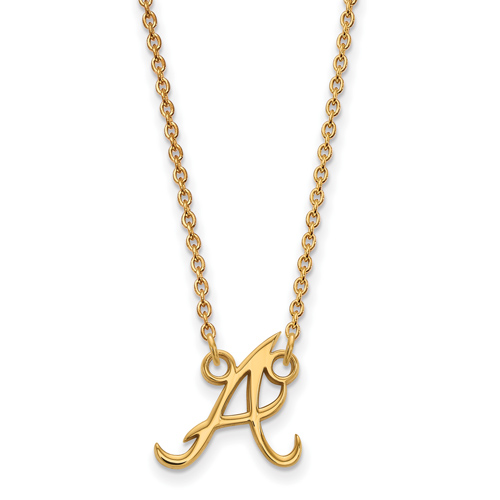 10kt Yellow Gold 1/2in Atlanta Braves A Pendant on 18in Chain