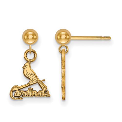 14kt Yellow Gold St. Louis Cardinals Ball Dangle Earrings