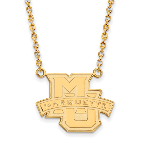 Marquette University Logo Necklace 3/4in 14k Yellow Gold