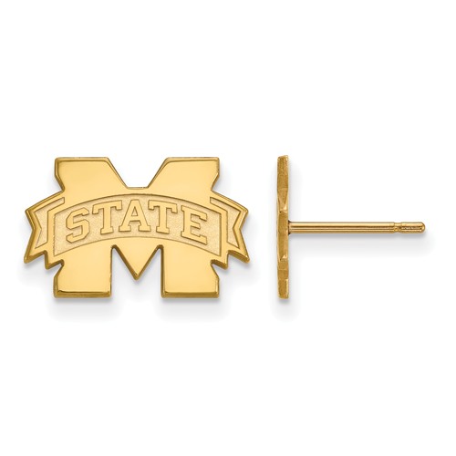 Mississippi State University Logo Extra Small Earrings 10k Yellow Gold