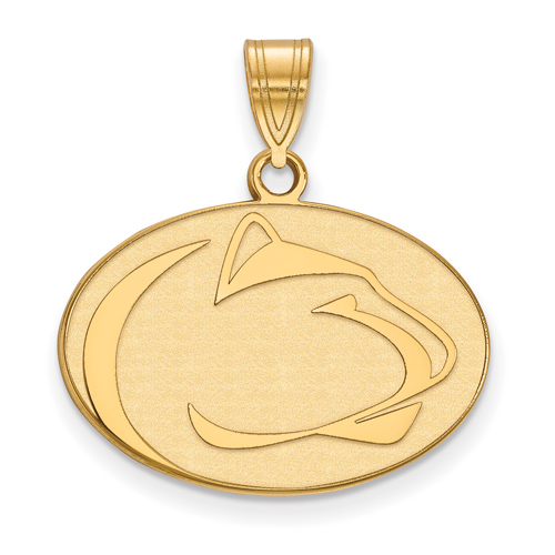 14kt Yellow Gold 5/8in Penn State University Oval Lion Pendant