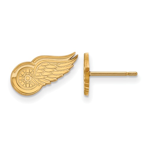10k Yellow Gold Detroit Red Wings Extra Small Logo Earrings