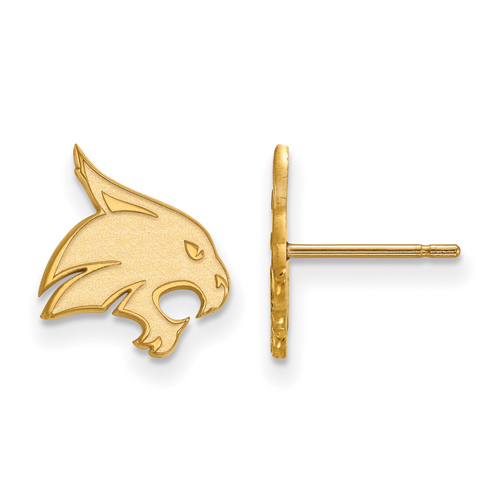 Texas State University Small Post Earrings 10k Yellow Gold