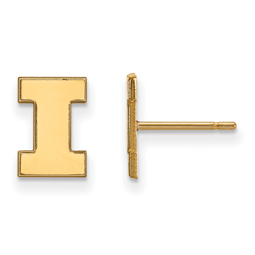 10kt Yellow Gold University of Illinois I Extra Small Post Earrings
