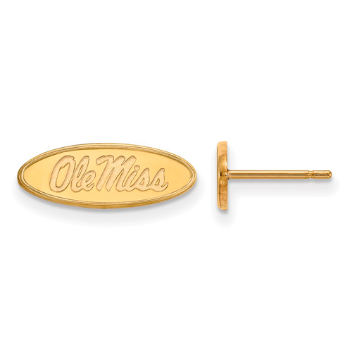 10k Yellow Gold Ole Miss Extra Small Oval Stud Earrings