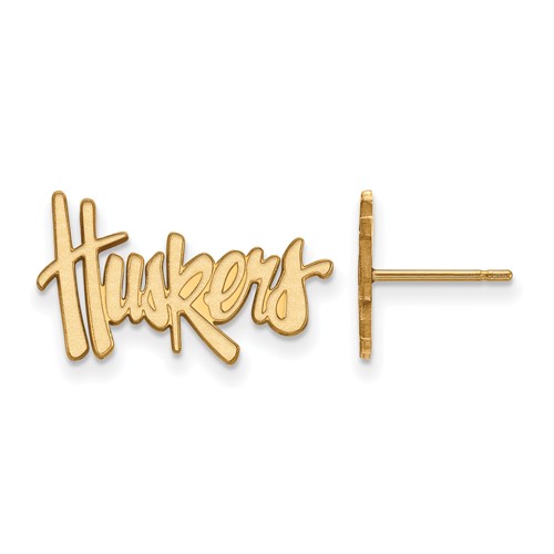 14kt Yellow Gold University of Nebraska Huskers Small Post Earrings